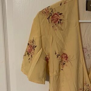 Reformation Soft Yellow Dress with Pink Floral Pattern Size L